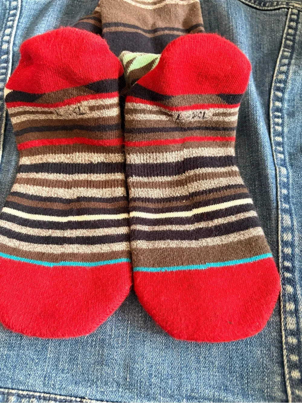 Stance Men's Brown Socks with Red Toe & Turquoise Accents